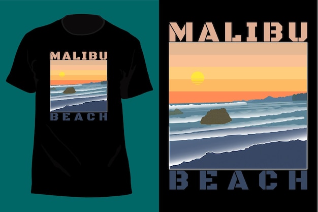 Maglietta malibu beach design retrò vintage