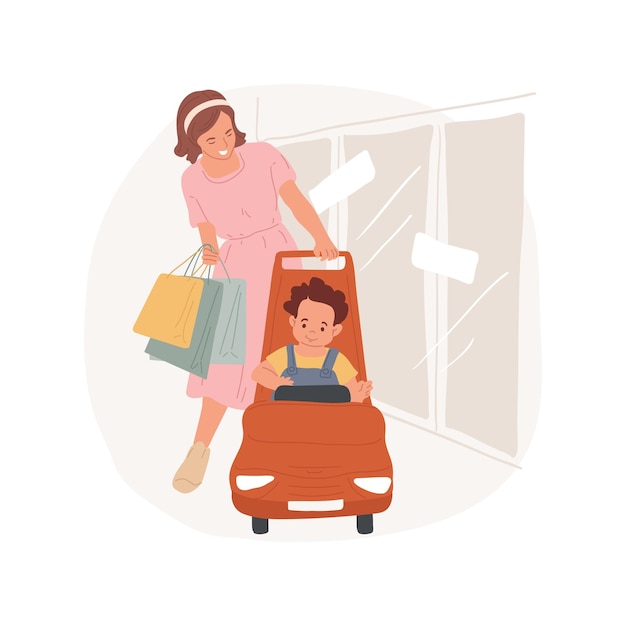 Vector mall stroller isolated cartoon vector illustration