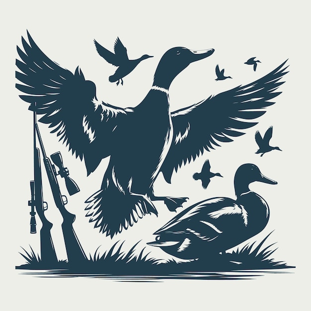 Mallard Duck svg hunting vector silhouette Bundle file