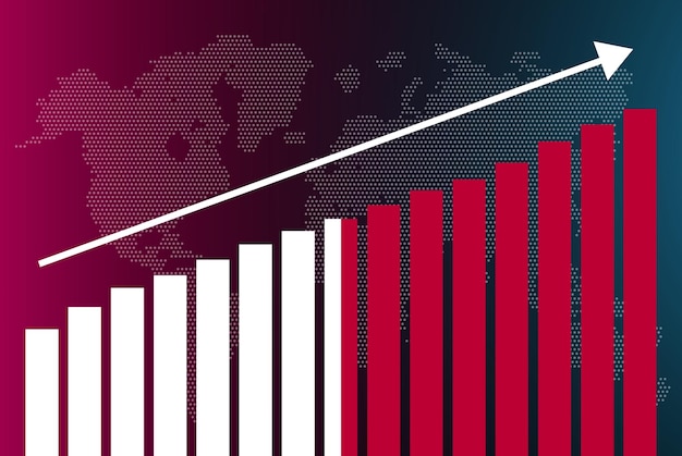 Vettore grafico a barre di malta, valori crescenti, concetto di statistiche nazionali, bandiera di malta sul grafico a barre