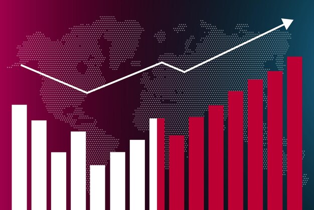 Vector malta bar chart graph with ups and downs, increasing values, malta country flag on bar graph