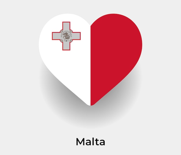 Illustrazione vettoriale dell'icona a forma di cuore della bandiera di malta