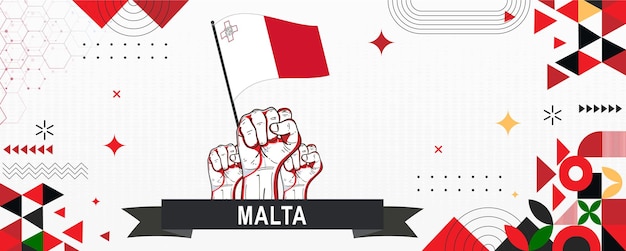 Malta flag independence day geometric Country web banner corporate abstract back