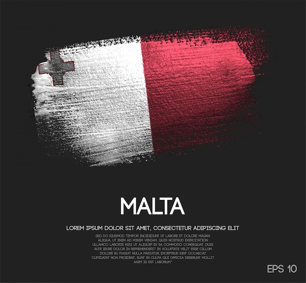 Malta Flag Made of Glitter Sparkle Brush Paint