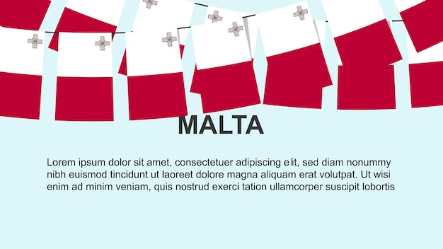 Malta flags hanging on a rope celebration and greeting concept independence day