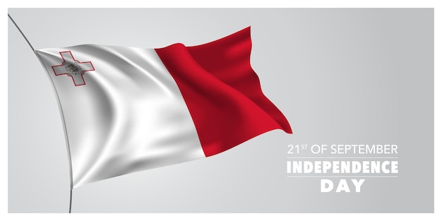 マルタ独立記念日グリーティングカードバナー水平ベクトル図