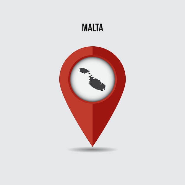 Malta kaart op locatie pin. 3D-aanwijzer met kaart geïsoleerd op een achtergrond.