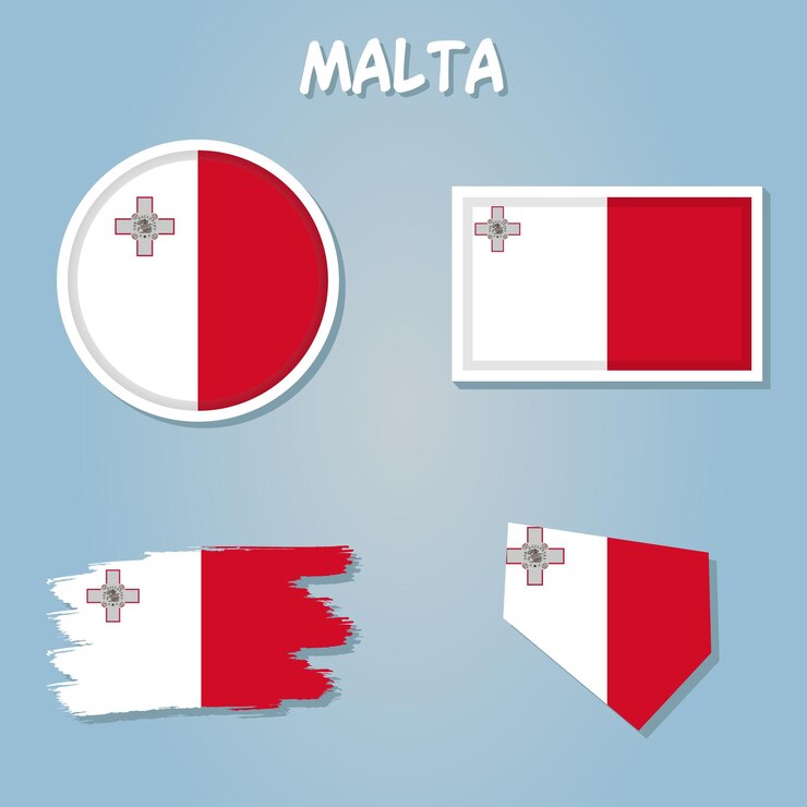 Vector malta kaart vlag kaart van de republiek malta met de maltese nationale vlag geïsoleerd