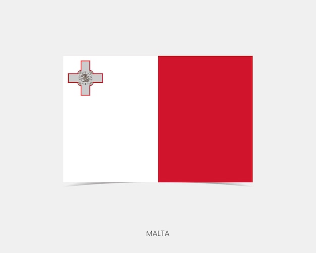 Vector malta rectangle flag icon with shadow