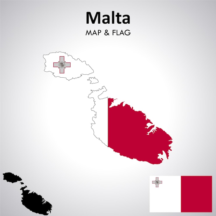 Vector malta vlag en kaart ontwerp kaart vlag vector bestand