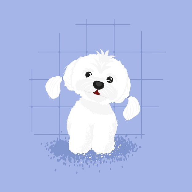 Vector maltese puppy dog pets white dog