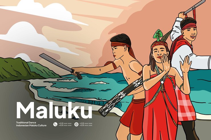 Vector maluku illustration idea for tourism poster layout