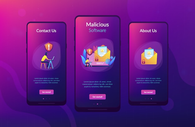 Malware computer virus app interface template.