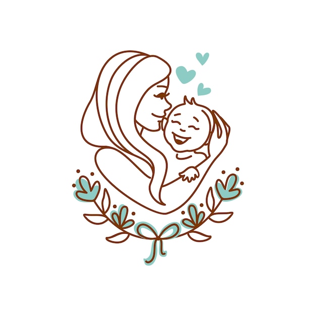 Mam kust haar baby Motherhood Happy children's day Vector illustratie