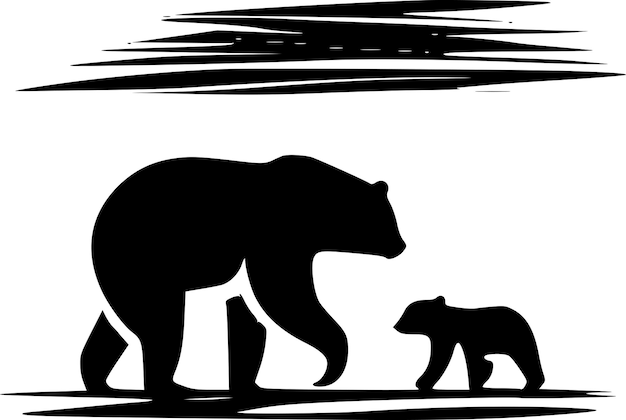 Vector mama bear black and white isolated icon vector illustration