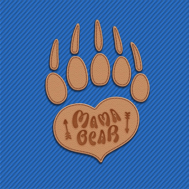 Vector mama bear  symbol of mothering in the form of heart and bear paw