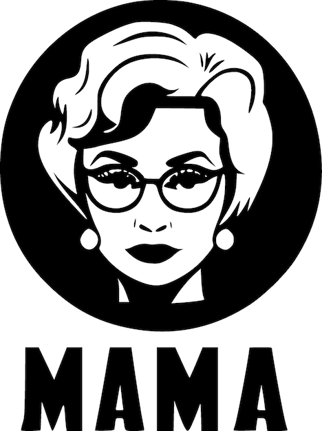 Mama Black and White Vector illustration