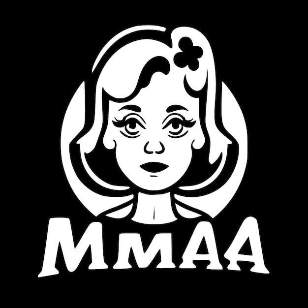 Mama black and white vector illustration