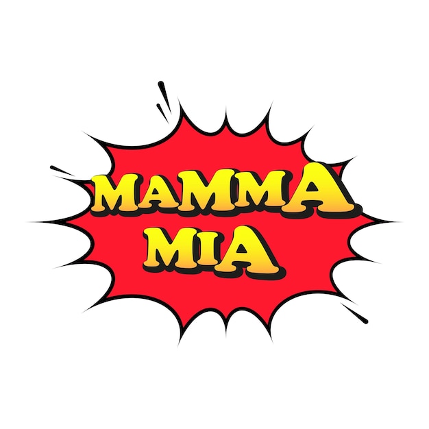 Mamma mia Oh my мама или Oh my god на итальянском языке в стиле поп-арт Белый фон