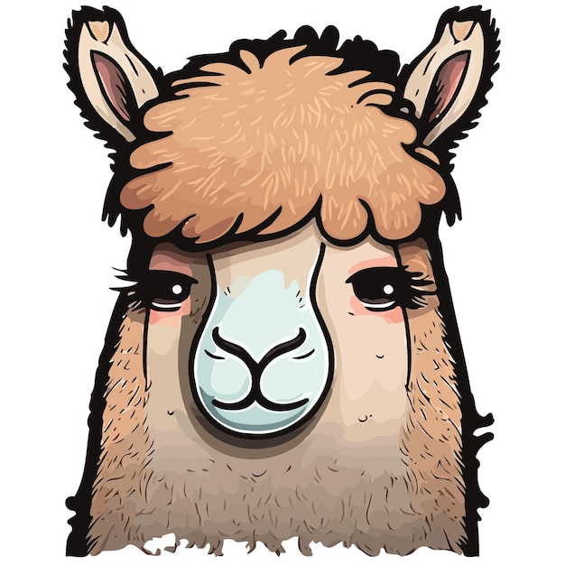 Vector mammal animal head llama