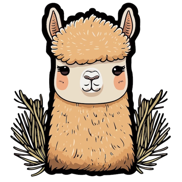 Vector mammal animal head llama