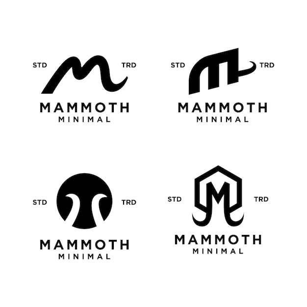 Vector mammoet m eerste letter logo ontwerp