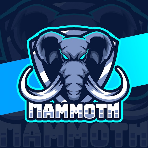 Mammoet mascotte esport logo ontwerp