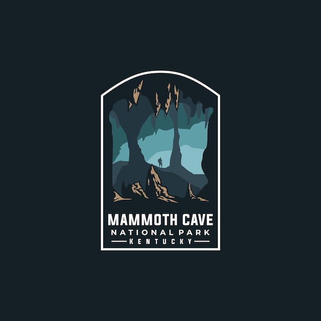 Vector mammoth cave national park vector template. kentucky america landmark graphic in emblem patch style.