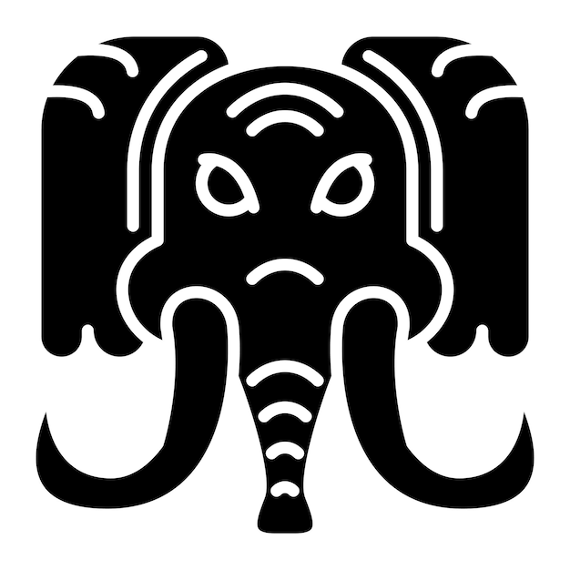 Vector mammoth glyph solid zwarte illustratie