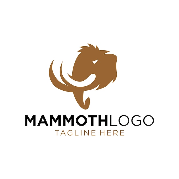 Mammoth head logo design simple and modern vector illustration