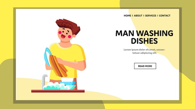 Man afwassen vector