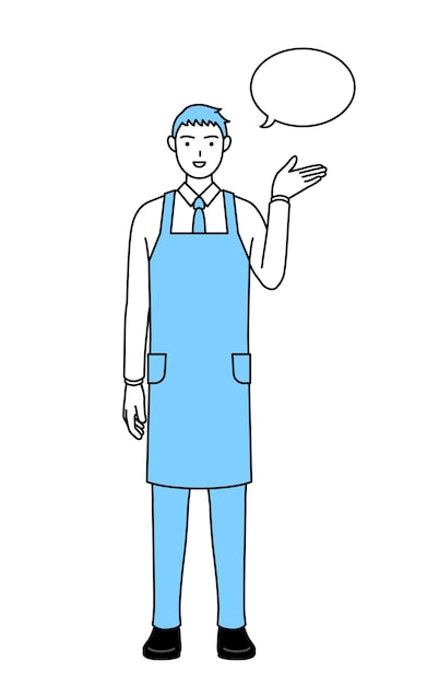 A man in an apron giving directions with a wipeout