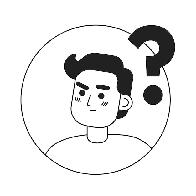 Man asking question black and white concept vector spot illustration