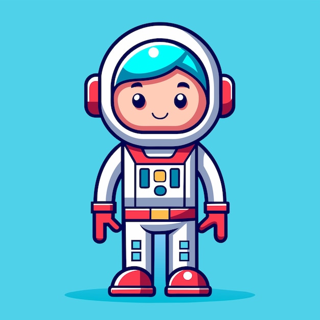 man astronaut chubby character with outline and cute