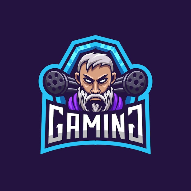 Man baard vechter gaming logo