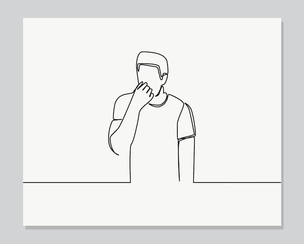 Человек неприятный запах непрерывной одной линии иллюстрации