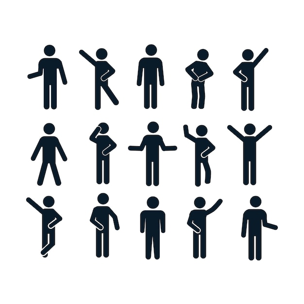 Man basic posture people sitting standing icon sign symbol pictogram.