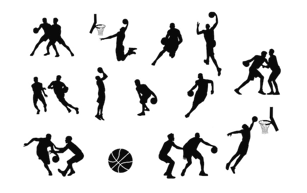Man basketball player people playing basketball silhouette