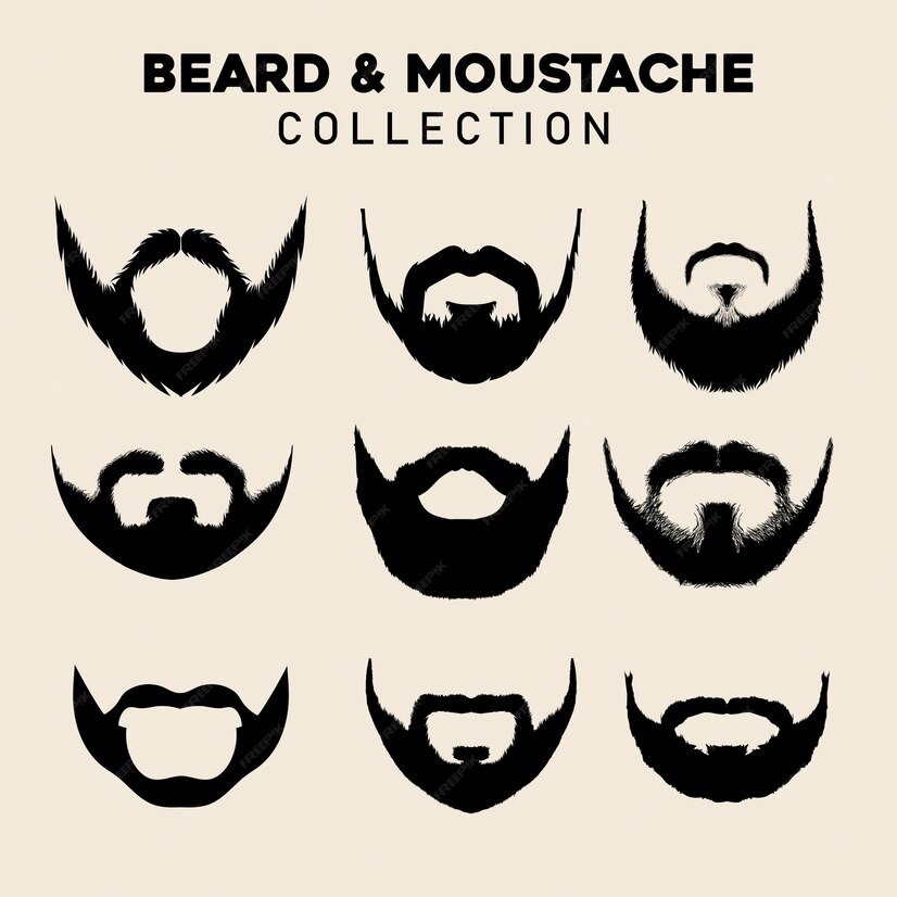 Premium Vector | Man beard and moustache collection