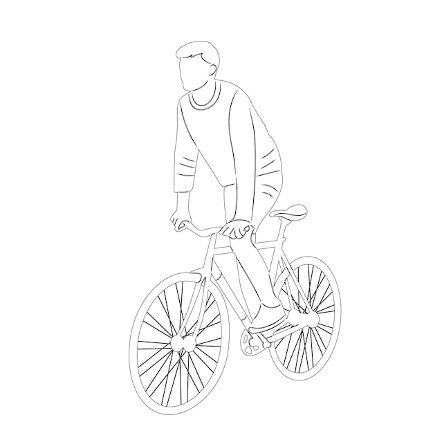 man on a bicycle sketch on a white background vector