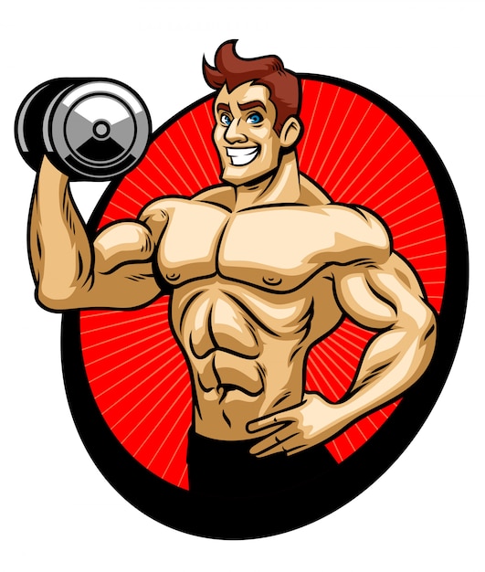 Vector man bodybuilder muscle gym