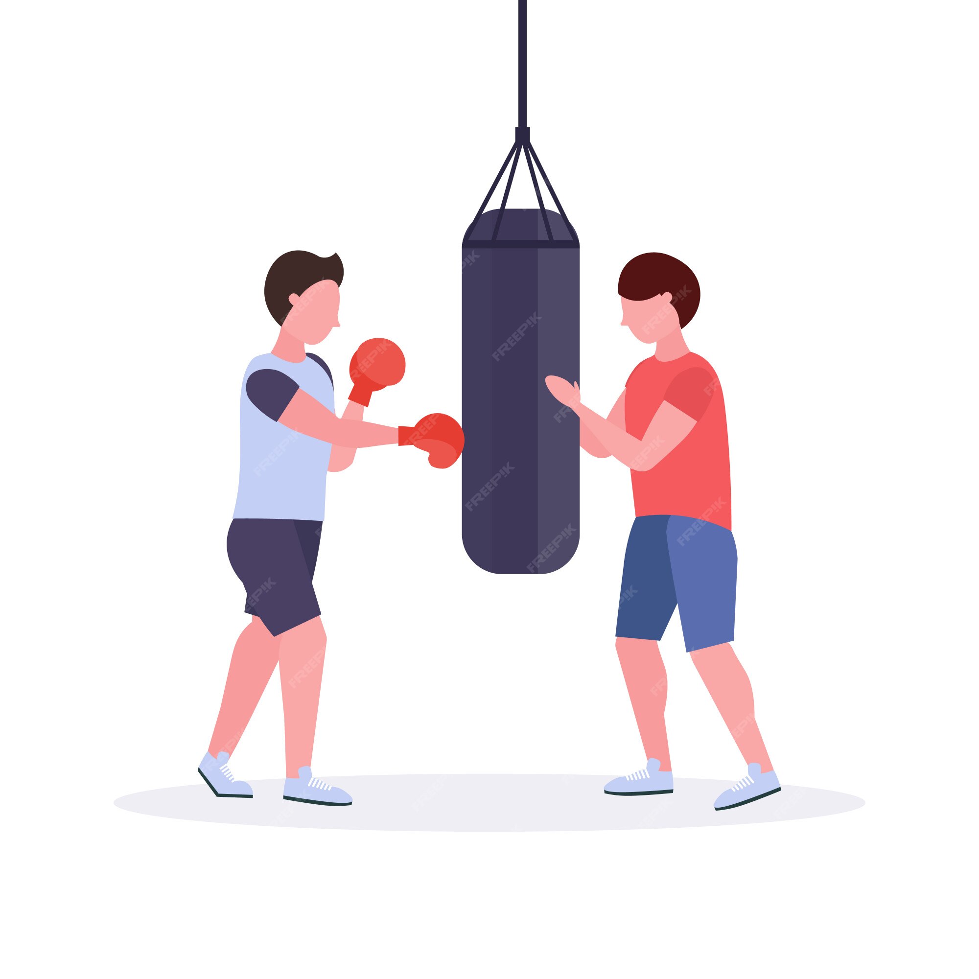Vector Boxer with punching Bag