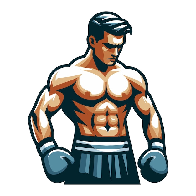 Vector man boxing boxer athlete half body vector design illustration sport fighter box combat