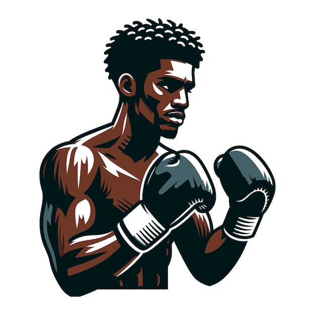 Vector man boxing boxer athlete half body vector design illustration sport fighter box combat