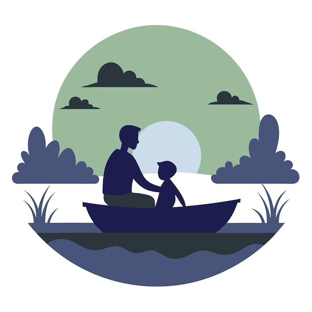 a man and a boy in a boat on a lake