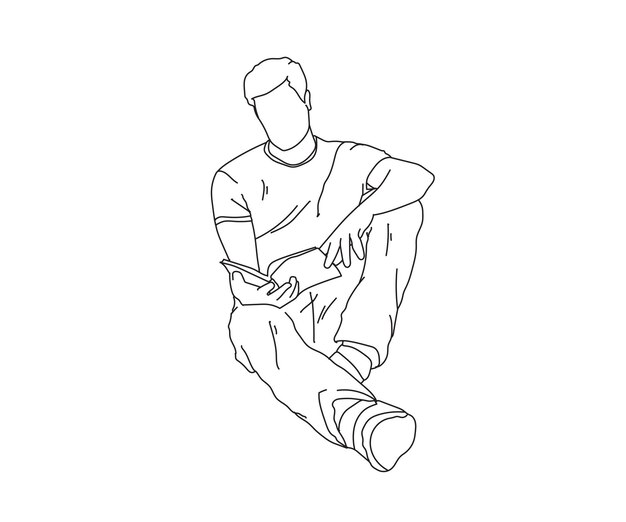 Man Boy Line art Drawing