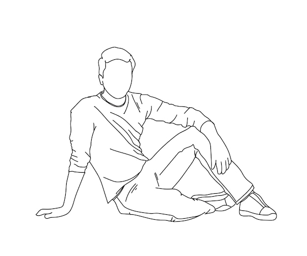 Journalist man sitting on a chair sketch Vector Image