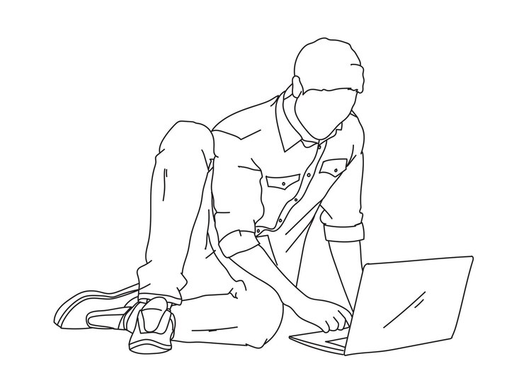 Vector man boy line art drawing