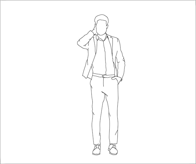 Premium Vector | Man boy line art vector drawing