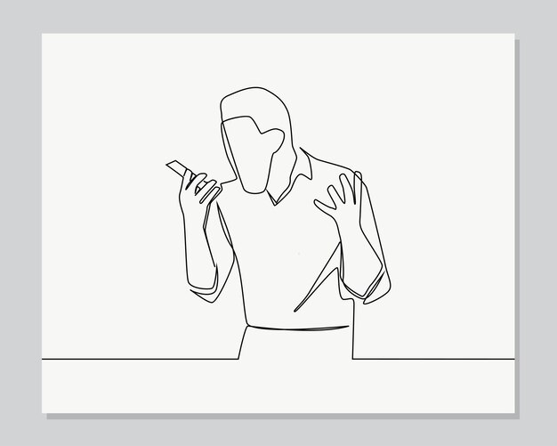 Man in business screaming at smartphone continuous one line illustration